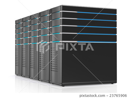 3D illustration of network workstation servers. 23765906