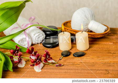 spa still life of orchid flower, Cambria, spa still life of orchid flower, Cambria, 23766389