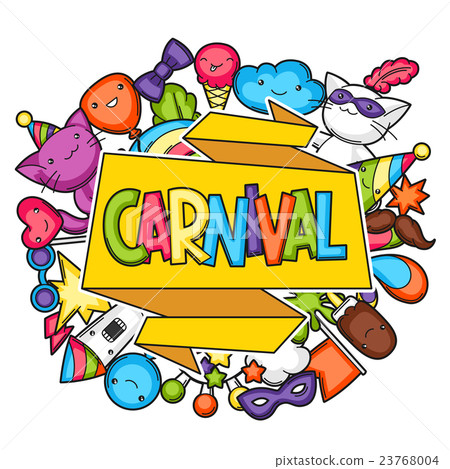 Carnival party kawaii background. Cute cats Carnival party kawaii background. Cute cats 23768004