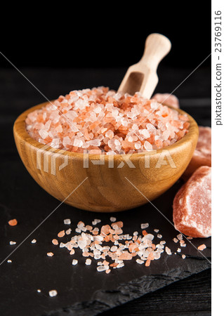 Salt in a bamboo bowl 23769116