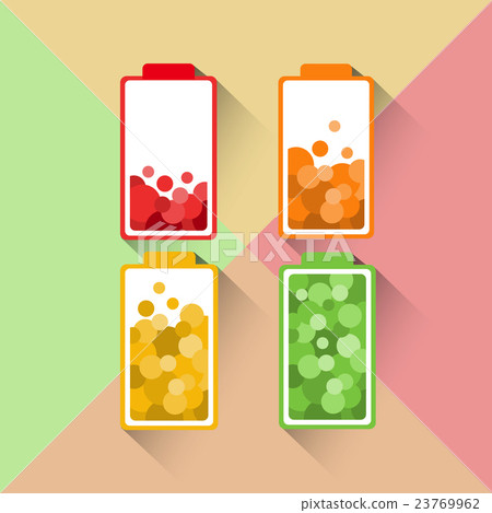 Battery Charge Icon Collection Colorful Set Battery Charge Icon Collection Colorful Set 23769962