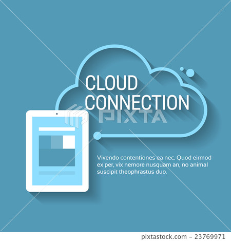 Tablet Computer Cloud Connection Concept Banner Tablet Computer Cloud Connection Concept Banner 23769971