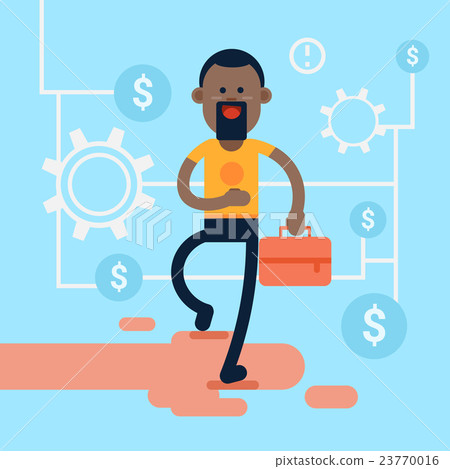 African America Casual Business Man Hold Briefcase 23770016