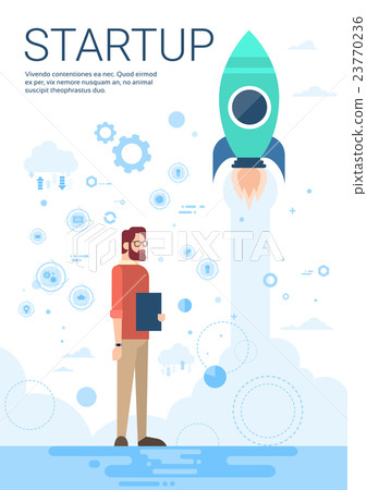 Business Man With Flying Rocket Straup Concept Business Man With Flying Rocket Straup Concept 23770236