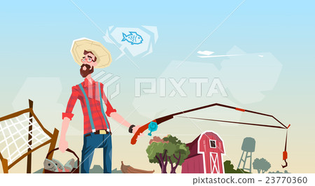 Farmer Fishing Farmland Background Farmer Fishing Farmland Background 23770360