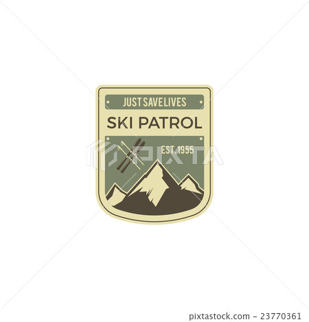Ski patrol Label. Vintage Mountain winter camp 23770361