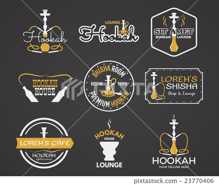 Hookah labels, badges and design elements set 23770406