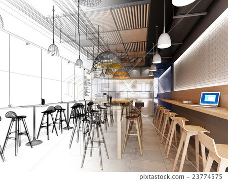 sketch design of resturant ,3d wire frame render sketch design of resturant ,3d wire frame render 23774575