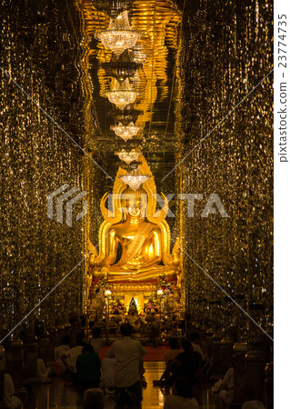 The Golden seated presiding Buddha in Church,wat T 23774735