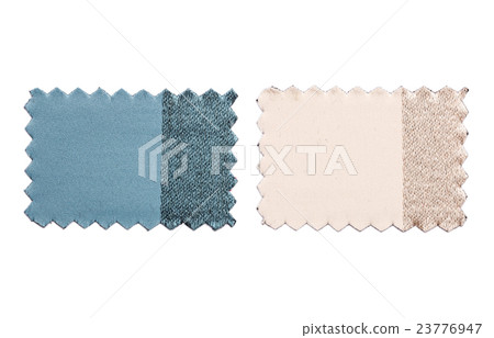 Set of sample pieces color fabric isolated on white 23776947
