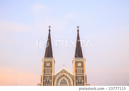 Church exterior on sky background 23777115