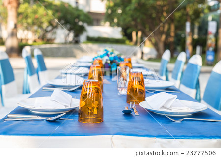 Table dining set at outside of the hotel Table dining set at outside of the hotel 23777506