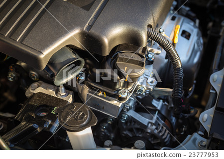 Detail of new car engine Detail of new car engine 23777953