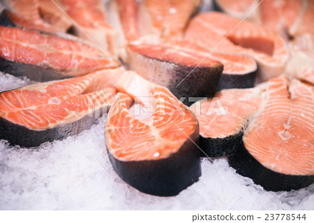 Fresh salmon with ice 23778544