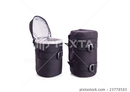 Black soft case for lens digital camera isolated on white Black soft case for lens digital camera isolated on white 23778583