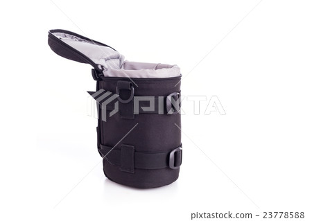 Black soft case for lens digital camera isolated on white 23778588