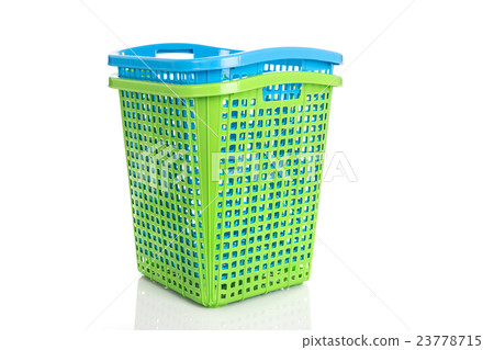 Empty new blue and green plastic basket isolated on white Empty new blue and green plastic basket isolated on white 23778715