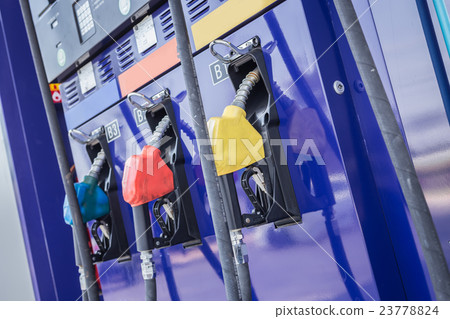 Colorful fuel pumps/Fuel nozzle at gas station 23778824