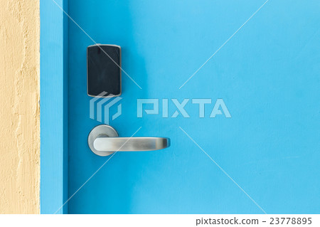 Entrance door with electronic keycard lock system 23778895