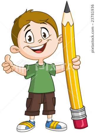 Boy holding big pencil Boy holding big pencil 23781936