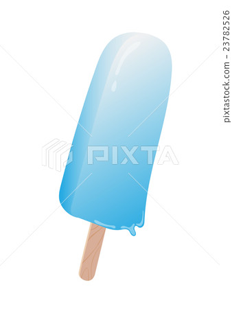 Blue ice cream on a stick isolated, white background 23782526