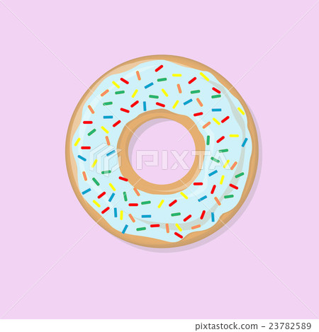 Blue donut with bright topping illustration Blue donut with bright topping illustration 23782589