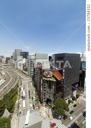 東京都市景觀銀座有樂町Sekiyabashi渡口俯瞰鳥瞰緊湊的商業建築晴朗的藍天復制空間 東京都市景觀銀座有樂町Sekiyabashi渡口俯瞰鳥瞰緊湊的商業建築晴朗的藍天復制空間 23784352