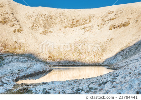 Sunset at the lake in winter mountains 23784441