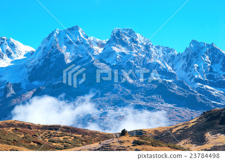 High mountains, covered by snow. High mountains, covered by snow. 23784498