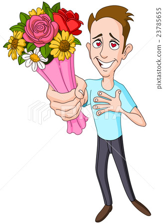Man giving flower bouquet 23785655