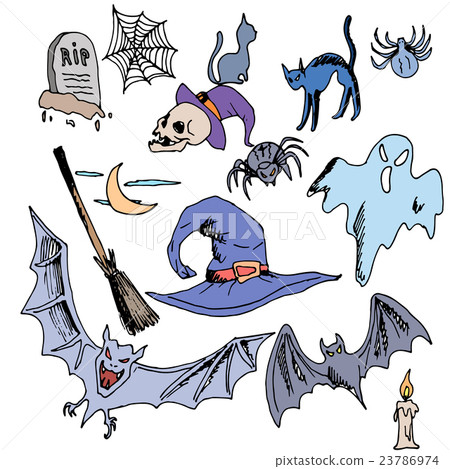 Vector seamless pattern for Halloween. ghost, bat 23786974