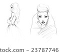 Black and White Sketch of Two Fashion Woman 23787746