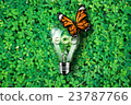 Glow eco text in light bulb on green grass 23787766