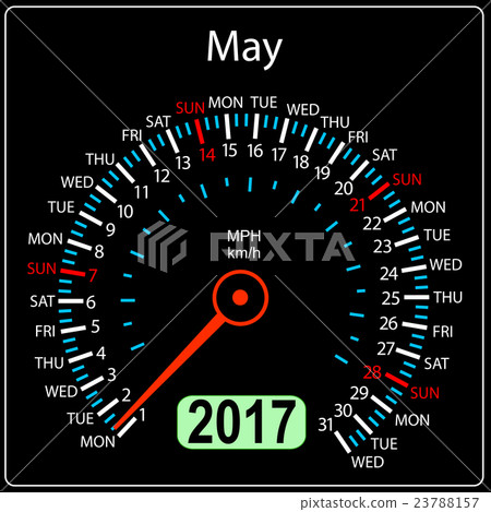 year 2017 calendar speedometer car in vector. May 23788157