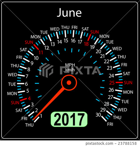 year 2017 calendar speedometer car in vector. June year 2017 calendar speedometer car in vector. June 23788158