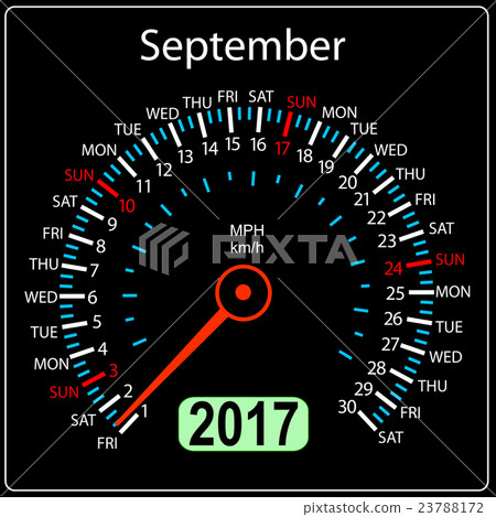 year 2017 calendar speedometer car in vector 23788172