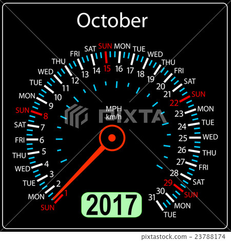 year 2017 calendar speedometer car in vector 23788174