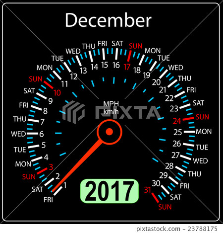 year2017 calendar speedometer car in vector 23788175
