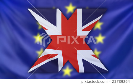 Concept Brexit UK and EU flags composition Concept Brexit UK and EU flags composition 23789264