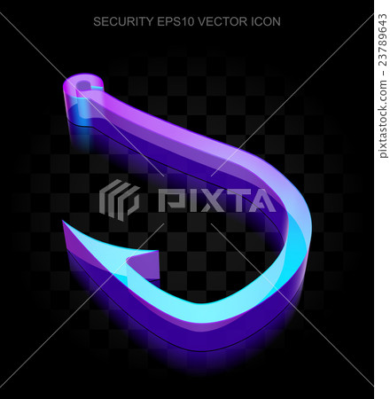 Security icon: 3d neon glowing Fishing Hook made 23789643