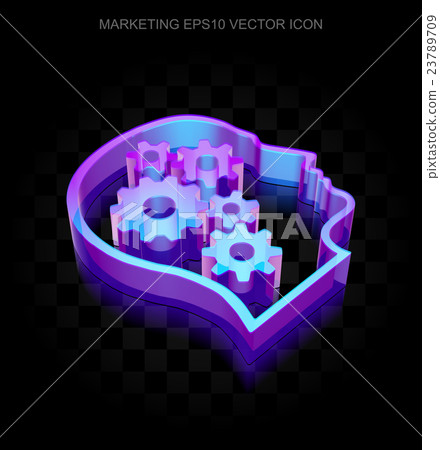 Advertising icon: 3d neon glowing Head With Gears Advertising icon: 3d neon glowing Head With Gears 23789709
