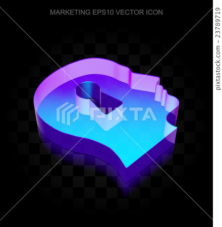 Marketing icon: 3d neon glowing Head With Keyhole Marketing icon: 3d neon glowing Head With Keyhole 23789719