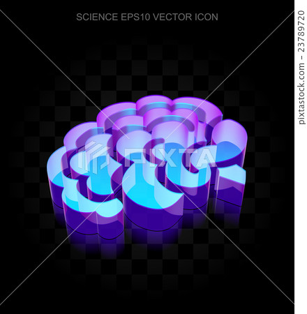 Science icon: 3d neon glowing Brain made of glass Science icon: 3d neon glowing Brain made of glass 23789720