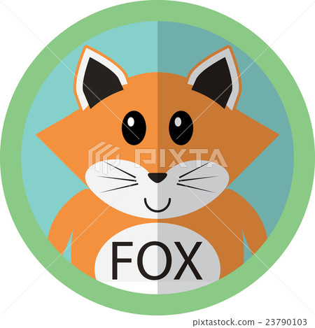 Cute fox cartoon flat icon avatar round circle 23790103