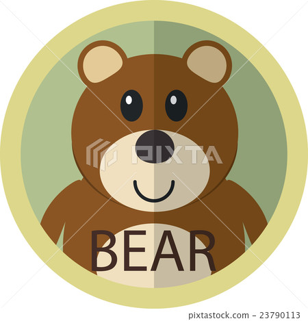 Cute brown bear cartoon flat icon avatar round 23790113