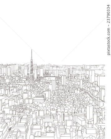Tokyo townscape illustration bird's-eye view 23790334
