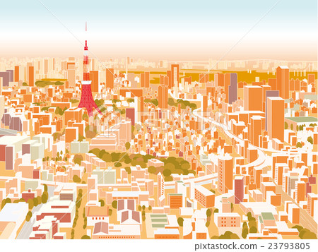晚上東京townscape例證概略的看法 23793805