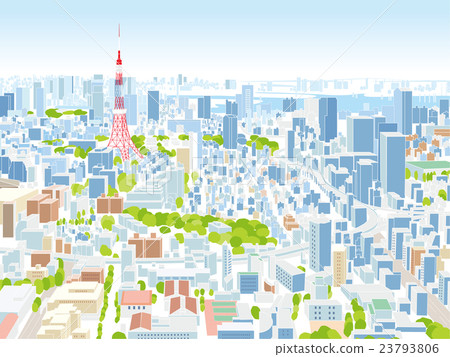 東京townscape例證概略的視圖 23793806