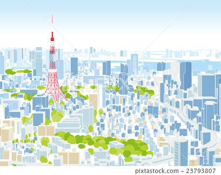 東京townscape例證概略的視圖 23793807