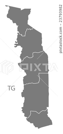 Togo regions Map grey 23793982
